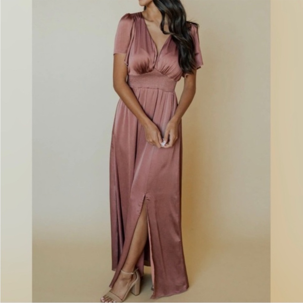 Prague Satin Maxi Dress- Rose